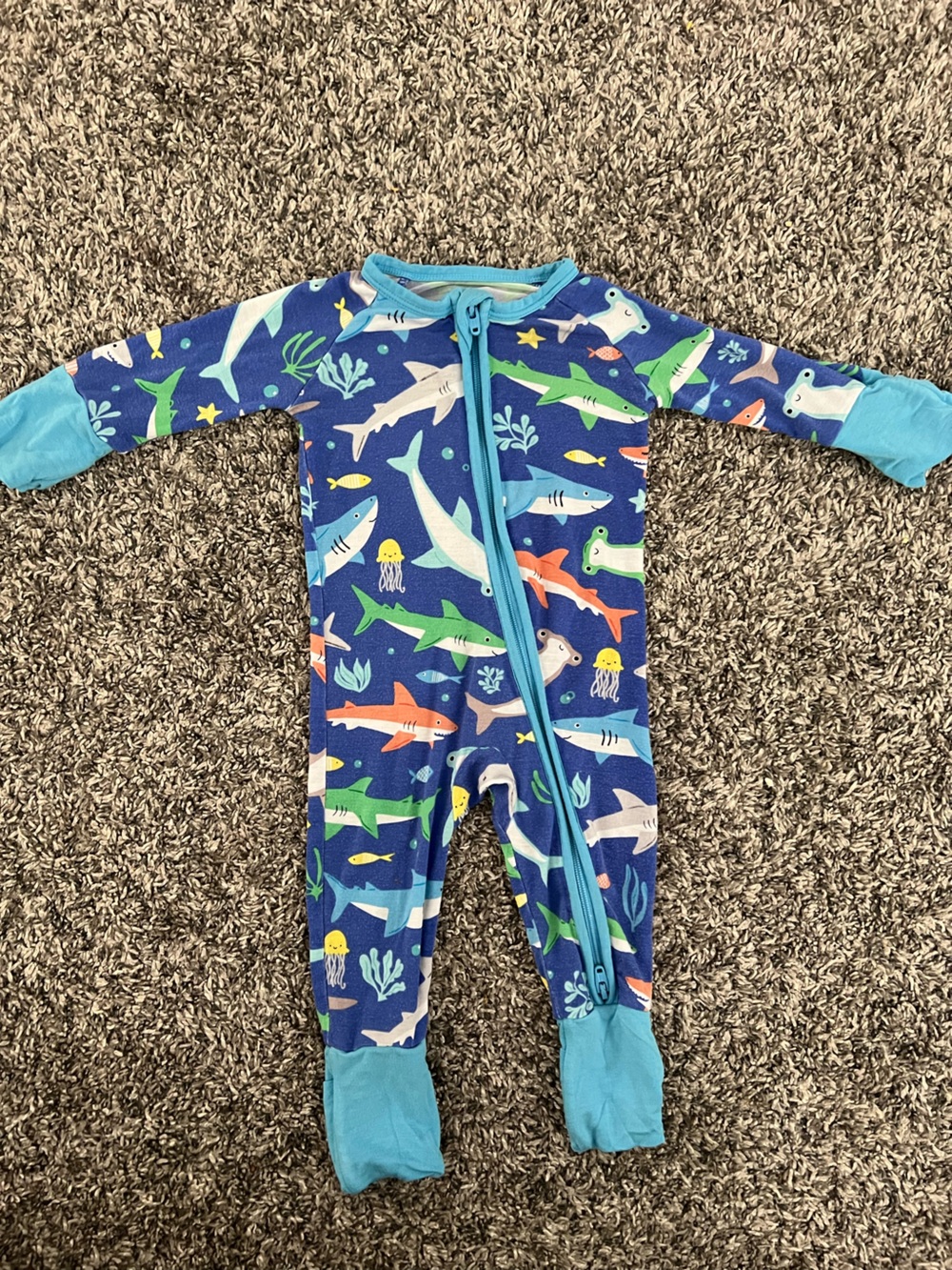 Little Sleepies Shark Print Newborn Zippy Pajama